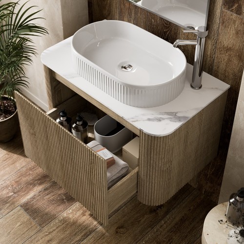 Foss wells 800mm fluted oak - &,